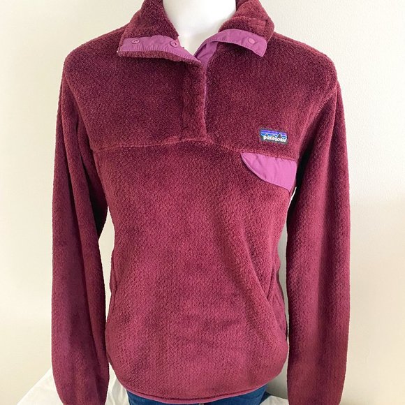 Patagonia Tops - Patagonia Maroon Fuzzy Fleece quarter-zip jacket